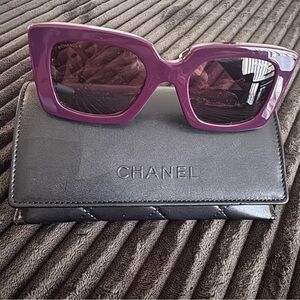 CHANEL Purple Oversized Sunglasses
